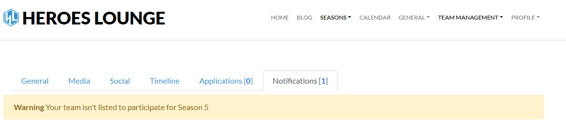 notification alert indicating you need to sign up for season 5